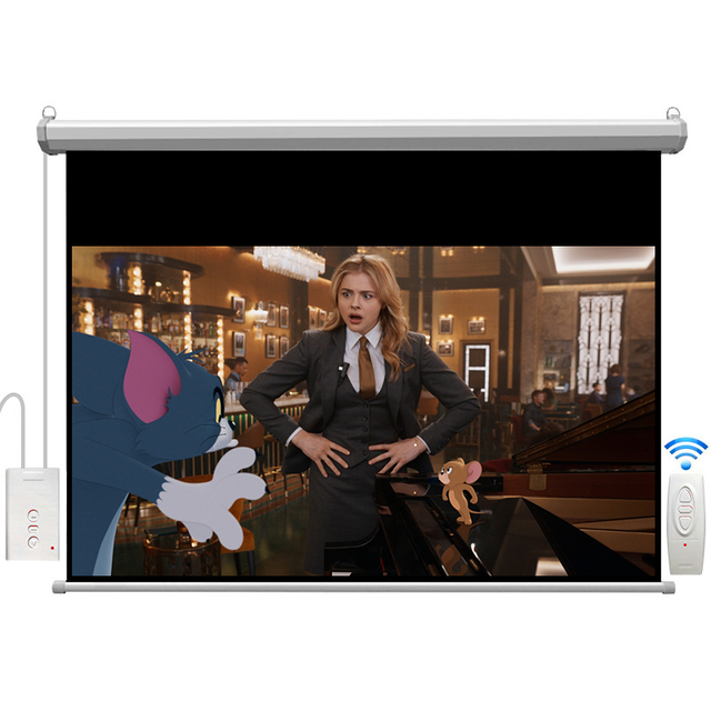 16:9 60inch Electric Motorized Projector Screen 3D HD 4K Anti Light Curtain Home Outdoor Office Portable for 3D