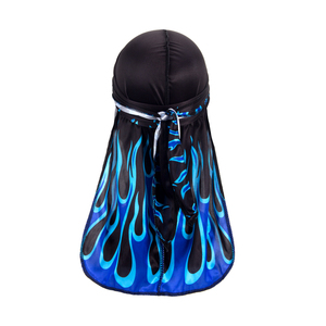 <span class=keywords><strong>Durag</strong></span> personnalisé flamme rouge avec logo <span class=keywords><strong>Durag</strong></span> personnalisé soyeux Designer <span class=keywords><strong>Durag</strong></span> vente en gros Hip Hop <span class=keywords><strong>bleu</strong></span> feu Durags pour hommes - Product Image 6