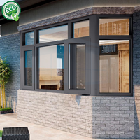 Ventanas abatibles de doble acristalamiento Huracán Impacto Columpio de aluminio Estilo abierto Villa Casa Aislamiento acústico