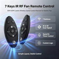 Control Remoto Inalámbrico OEM ODM Personalizado de 7 Teclas IR y RF, Control Remoto con Velocidad Ajustable para Ventilador Eléctrico