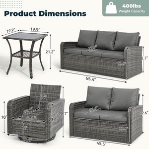 Conjunto de Sillas Giratorias de Bambú Contemporáneas con Sofá para Patio, Terraza, <span class=keywords><strong>Bistro</strong></span>, Jardín, Césped y Patio Trasero - Product Image 2