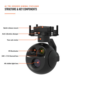 Aluminum Alloy Tri Sensor Drone Gimbal <b>Camera</b> with 10x Optical Zoom 4K and 640x512 <b>Thermal</b> Imaging for Power Line Inspection - Product Image 4