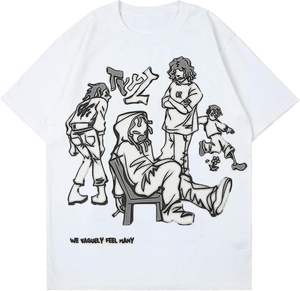 Camisetas de manga corta de gran tamaño creativo Graffiti camisas de manga corta verano Casual rapero Streetwear Y2k Tops camiseta de hombre - Product Image 1