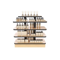Présentoir de produits cosmétiques de marque de parfum de luxe central en bois à 4 niveaux présentoirs de produits de maquillage pour table