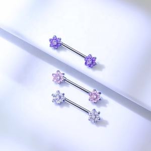 Anillos <span class=keywords><strong>Piercing</strong></span> para pezón de acero con varias flores, Mancuernas - Product Image 6
