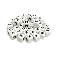 Perles en silicone sans BPA de 10 mm/12 mm pour collier personnalisé, chaîne de sucette, perles de l'alphabet en silicone à mâcher