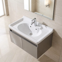 Ensemble de meubles de salle de bain résistant à l'eau, à fixation murale, pour hôtel, style moderne, gris cendré