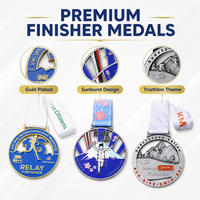 Médaille de marathon personnalisée 3D OEM, médaille de finisseur de course, médaille de relais virtuel, triathlon, or, argent, alliage de zinc, ruban couleur pleine
