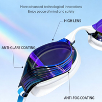 Lunettes de natation pour adultes avec protection UV, verres électro-plaqués, étanches, anti-buée, en silicone, pour la course