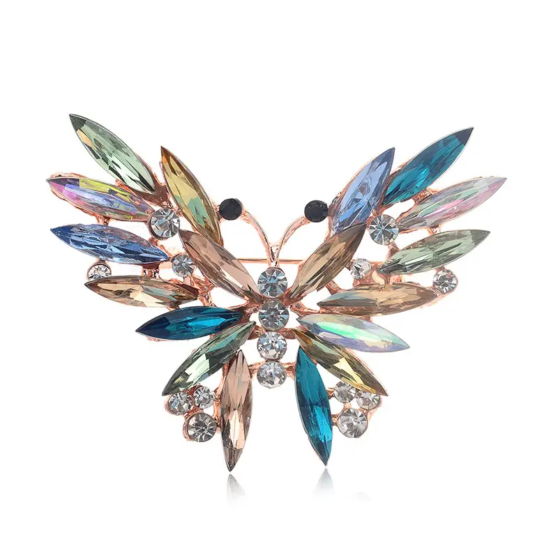New Amazon fashion accessories with diamond rhinestone horse eye crystal butterfly brooch