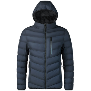 Chaqueta de hombre con capucha y forro de poliéster, abrigo acolchado personalizado para invierno - Product Image 1