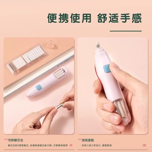 Gomme électrique Deli VA150 rose et bleue en plastique pour étudiants, dessin artistique, avec 20 recharges - Product Image 2