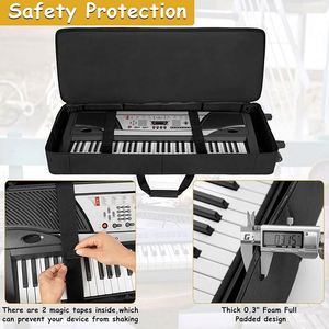 BSCI Factory Capacity Portable Waterproof Rolling 61 Keys Piano Keyboard Gig <b>Bag</b> with <b>Wheels</b> and Adjustable Straps - Product Image 4