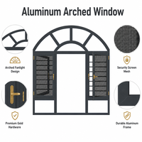 Ventana y Puerta de Aluminio con Arco de Media Luna Personalizada, Doble Acristalamiento, Vidrio Templado, Aislamiento Térmico, Eficiencia Energética