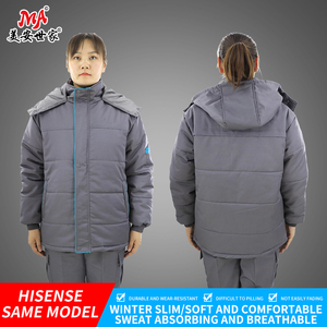 Combinaison <span class=keywords><strong>de</strong></span> <span class=keywords><strong>travail</strong></span> d'hiver en plein air grise, vêtements chauds en coton rembourré, respirants et <span class=keywords><strong>de</strong></span> grande taille, résistants au <span class=keywords><strong>froid</strong></span> - Product Image 3