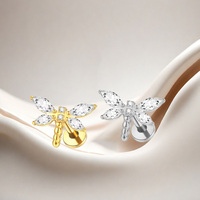 Gaby Factory Direct ASTM F136 Titane Forme Libellule Marquise CZ Labret Piercing d'oreille et de lèvre Cadeau pour Mariage et Fête