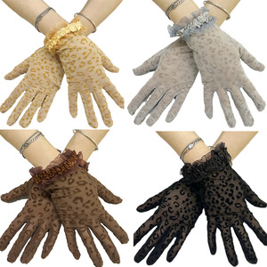 HZS-24035 Summer Lace <strong>Gloves</strong> Thin <strong>Leopard</strong> <strong>Print</strong> Sexy Black Women's Short Driving Sun protection Wedding Bride <strong>Gloves</strong> - Product Image 2