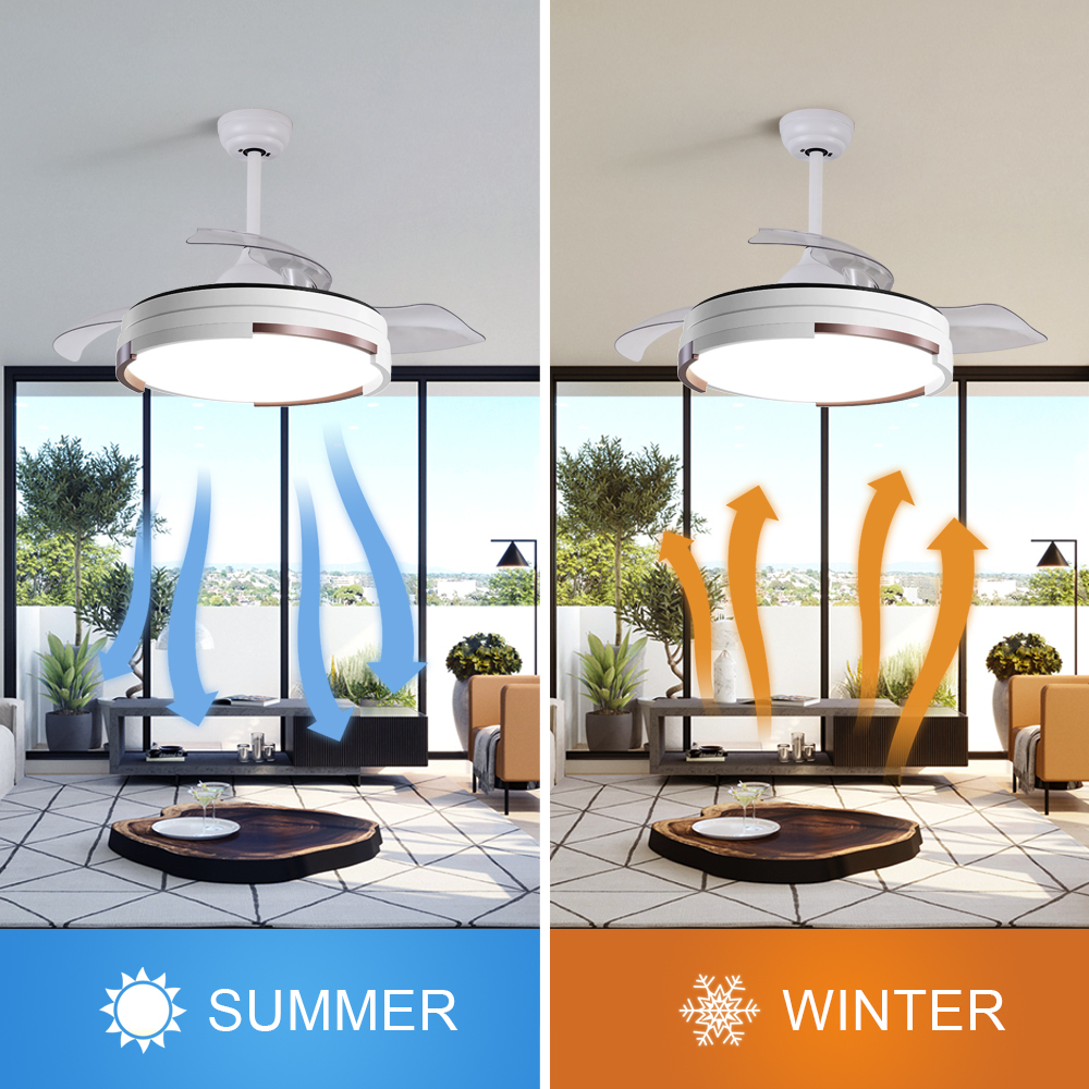 Indoor Music LED RGB LIght Retractable Electric 42 Inch 3 Abs Blades Ceiling Fan With Blue Tooth Speaker · image 4