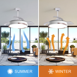 Âm nhạc trong nhà LED RGB ánh sáng có thể thu vào điện 42 inch 3 ABS Lưỡi quạt trần với loa răng Xanh - Product Image 4