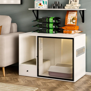 Mueble para Gatos con Puerta de Vidrio e Iluminación - Mueble para Mascotas, Vitrina, Mueble de Exhibición y Mesa Auxiliar - Product Image 3