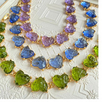 Moda Vintage Macaron Color cadena con cuentas Lava serie corazón collar de cristal para ocasiones de aniversario