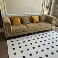 Canapé d'angle Chesterfield en tissu pour salon, ensemble de canapés modernes de luxe capitonnés en velours blanc pour la maison