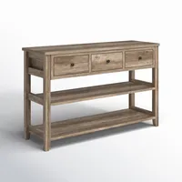 Table console en bois de 47 pouces (3 tiroirs + 2 étagères ouvertes)