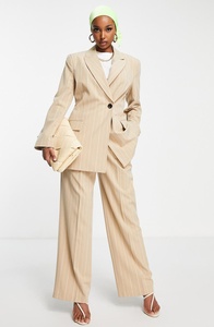 Abiti da <span class=keywords><strong>donna</strong></span> a righe personalizzati colletto dentellato oversize un bottone di alta qualità nuovi disegni giacca Blazer da <span class=keywords><strong>donna</strong></span> a maniche corte - Product Image 3