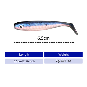 Señuelo de Pesca en el Mar, Señuelo Suave con Cola en Forma de T, 6.5cm 2g, Señuelo Suave de Plástico, Swimbait, Cebo Artificial - Product Image 6