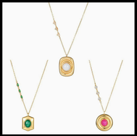 Collier Pendentif Tendance en Acier Inoxydable Plaqué Or 18K avec Pierre de Jade Naturelle et Zircon – Vente Flash
