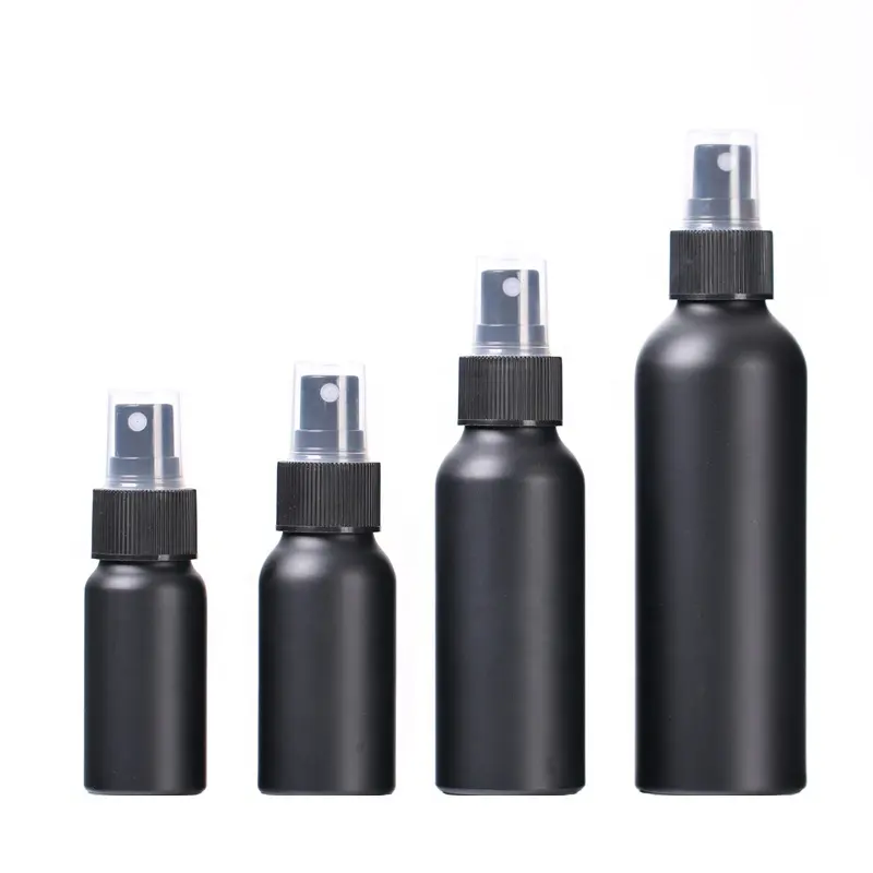 Vuoto 30ML 50 ML 100 ML 150 ML flaconi Spray per nebulizzazione in alluminio nero opaco con Spray nero