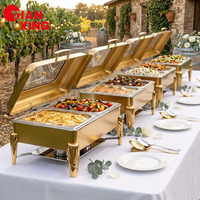 TIANXING Réchaud de buffet hydraulique doré de 9 L, chauffe-plats pour traiteur, événements, fêtes, hôtels et fournisseurs