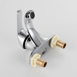 Grifo monomando para lavabo de 2 orificios, montaje en cubierta, con válvula de latón para agua fría y caliente - Product Image 2