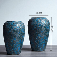 Vase de sol surdimensionné bleu peint, pot à fleurs glamour haut, vase à fleurs pour la décoration de la maison