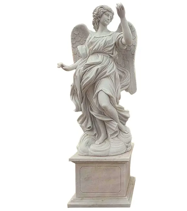 천연석 부처 조각 손 조각 광택 천연 흰색 천사 대리석 동상