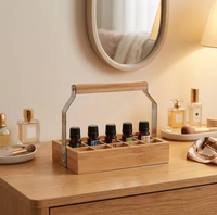 Boîte de rangement pour huiles essentielles en bambou à 15 compartiments, moderne, brillante, portable, multi-grilles, organisateur de bouteilles d'aromathérapie