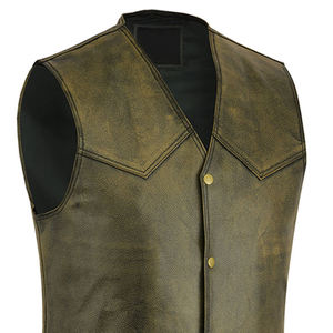 Gilet d'hiver sans manches en cuir véritable pour homme, avec fermeture boutonnée, durable pour les commandes en gros, dernier design, directement de l'usine - Product Image 4