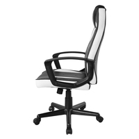 Chaise de jeu de bureau à domicile en cuir pivotant ergonomique confortable inclinable en noir blanc avec base en nylon solide et porteuse