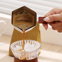 Taza Medidora de Espresso de Acero Inoxidable 304 de 120 ml con Mango de Madera, Doble Escala, Accesorios para Café Latte Barista
