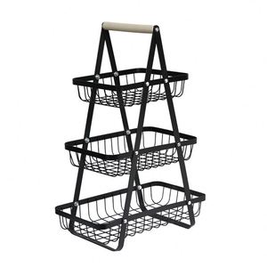 Afternoontime <b>Dessert</b> Doughnuts Black Metal Iron Vegetable Fruit Basket 1 2 3 Tiers for Kitchen Counter - Product Image 3