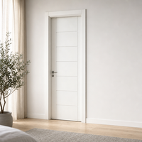Porte intérieure à 7 panneaux, style affleurant, blanc apprêté, minimaliste, en MDF, pour chambre et villa, avec garantie de 5 ans