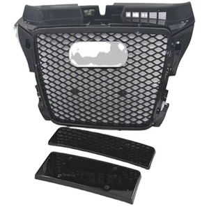 Marco cromado de rejilla negra para Audi <span class=keywords><strong>A3</strong></span>, actualización <span class=keywords><strong>A3</strong></span> a 8p Rs3, anillos cromados, años 2008 a 2012 - Product Image 1