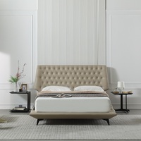Vente en gros d'usine base de lit rembourré de luxe intelligente tête de lit capitonnée multifonction cadre de lit en cuir et bois taille queen