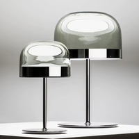 Lampe de table champignon en verre de luxe moderne avec base en métal et éclairage LED pour la décoration de la chambre à coucher, du salon et de l'hôtel