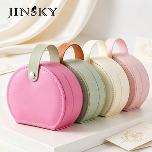 JINSKY Luxury Modern Rectangle Portable Handheld Travel Jewelry <b>Box</b> with Lids for <b>Rings</b> Necklaces Earrings Storage - Product Image 2