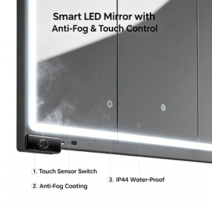 ตู้ห้องน้ำติดผนังพร้อมกระจก LED อัจฉริยะทันสมัยและตู้วางของในห้องน้ำขนาด 36 นิ้ว - Product Image 4