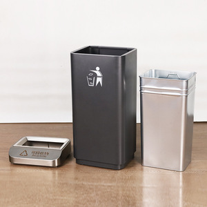 <b>Square</b> Stainless Steel Trash Can Recyclable Indoor Waste <b>Bin</b> For Hotel Mall Commercial Use - Product Image 1