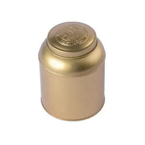 工厂批发廉价金色双盖茶储存罐盒