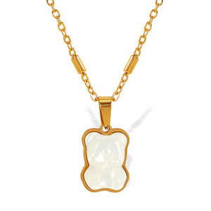 Cartoon Little <b>Bear</b> Pendant Necklace 18K Gold Plated Stainless Steel Clavicle Chain <b>Cute</b> Simple Design Gift Jewelry - Product Image 5