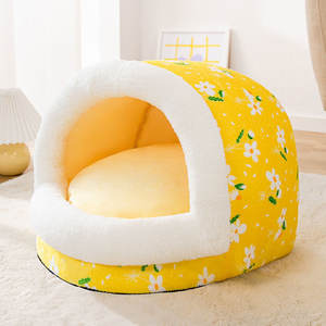 Camas para Perros Pequeños y Medianos, Gatos, Diseño de Puntos Coloridos, Rayas, Cálida, de Felpa, Lavable, Tipo Iglú, con Funda Extraíble - Product Image 2